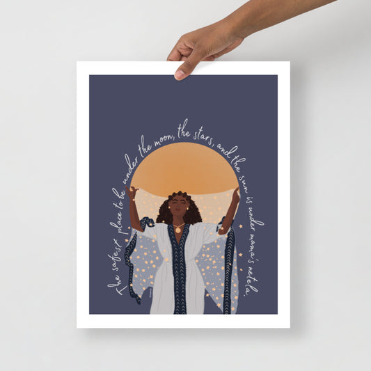 The safest place to be under the Moon, the Sun, and the Stars is under Mama's Netela - Art Print
