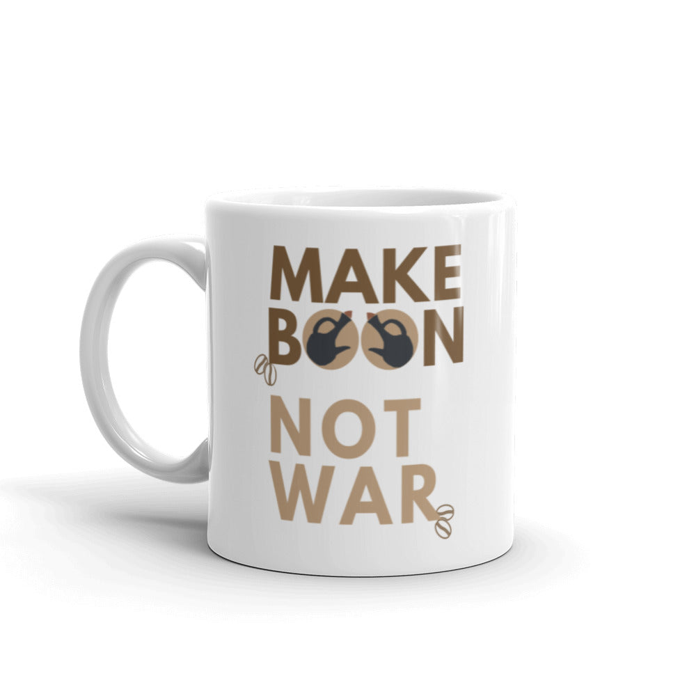 Make Boon Not War Mug - 100% of revenue will be donated to UNHCR the UN Refugee Agency | Habesha Ethiopian Eritrean Coffee Mug Shop our original art, greeting cards, coffee mugs, stickers, hats, shirts and crewnecks all inspired by our Eritrean and Ethiopian-American perspectives, experiences, and points of view. Perfect Habesha Gift