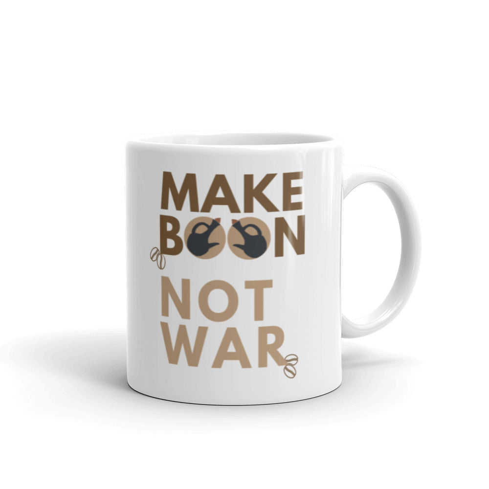 Make Boon Not War Mug - 100% of revenue will be donated to UNHCR the UN Refugee Agency  | Habesha Ethiopian Eritrean Coffee Mug Shop our original art, greeting cards, coffee mugs, stickers, hats, shirts and crewnecks all inspired by our Eritrean and Ethiopian-American perspectives, experiences, and points of view. Perfect Habesha Gift